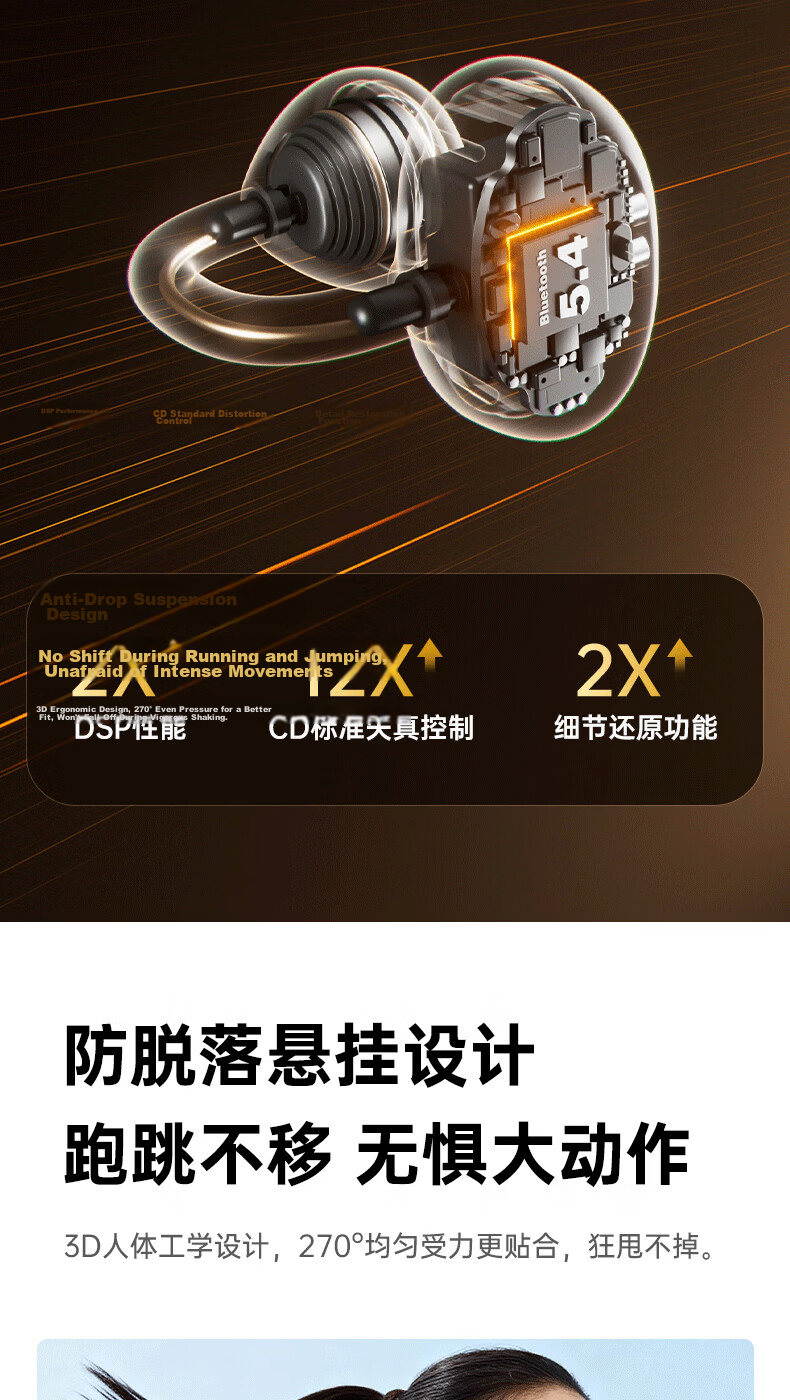 Zhongguo [Flagship Top Model | AI Translation Earbuds] Bluetooth Clip-On Bone Conduction Open Wireless Non-In-Ear Sports Running Gaming Long Battery Life 9