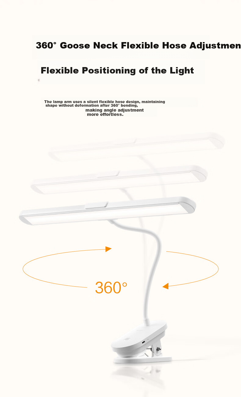 Bull Clip-On Eye Protection Desk Lamp Adjustable Clip Light Bedside Reading Lamp for Students Dormitory Multi-Scene Use 19