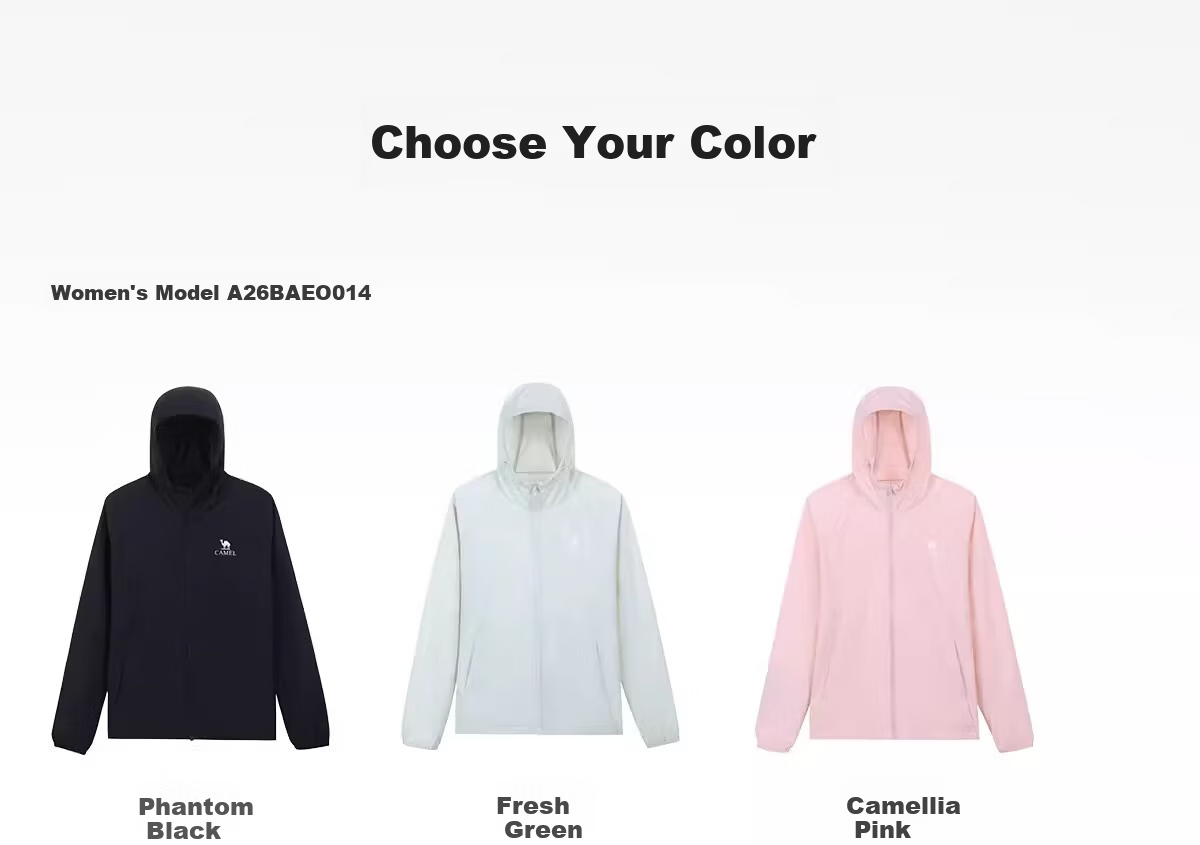 Camel Women's Outdoor Original Yarn Sun Protection Jacket 2026 Spring Summer New UPF1000 Cooling Water-Repellent Sports Coat 25