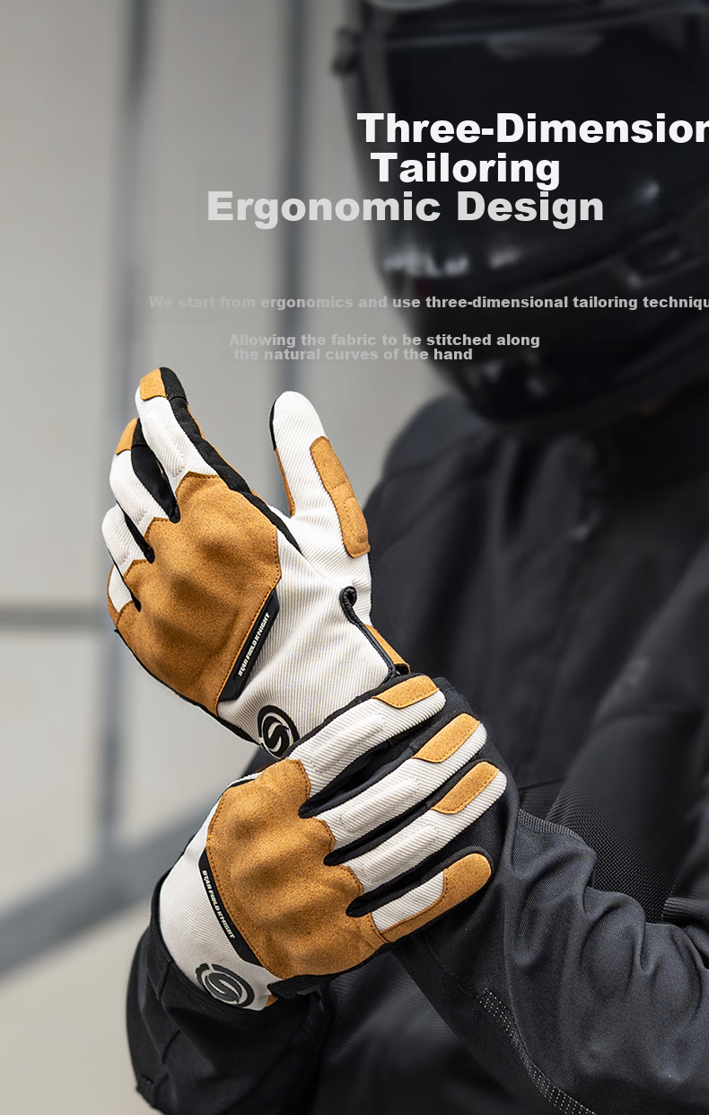 STAR FIELD KNIGHT Motorcycle Riding Gloves Unisex Spring Summer Breathable Retro Thin SKG577 Beige Size M 9