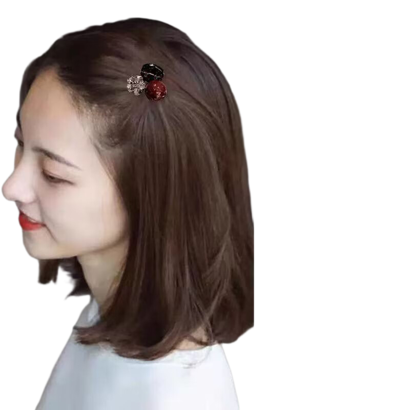 GECOMO 2026 New Red Square Rhinestone Hair Clip, Bangs Clip, Forehead Clip, Flyaway Hair Clip, Top Clip, Hair Clip