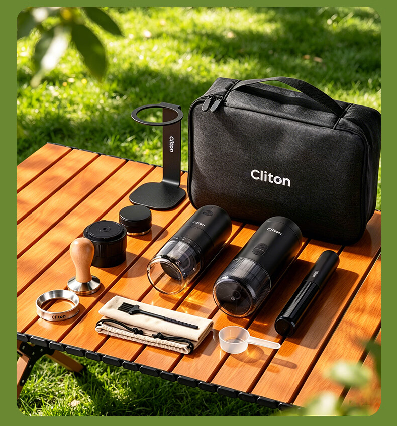 CLITON Portable Handheld Espresso Coffee Maker with Tamper, Powder Distributor, Stand, and Outdoor Camping Storage Set 29