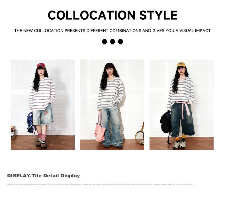 TonLion Women's Long Sleeve Striped Henry Collar T-Shirt Small Fit Spring Summer New Top 5