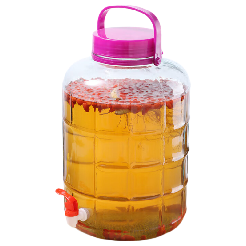 Jidukongjian Liquor Infusion Bottle, Thick Glass Jar for Home Use, Pickling Container, Sealed Jar, Wine Container, 10 Jin Capacity with Tap