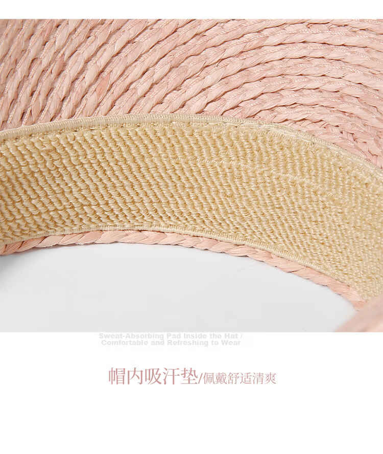 CACUSS Large Brim Open-Top Women's Summer Outdoor Fashion Straw Sun Hat Soft Pink 13