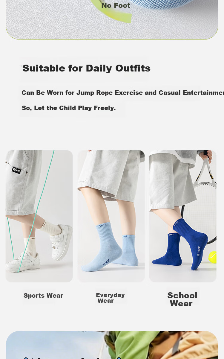 Miiow Kids Boys Breathable Cotton Socks Spring Summer Mid-Calf Alphabet Sports Socks for Toddlers and School Children 6