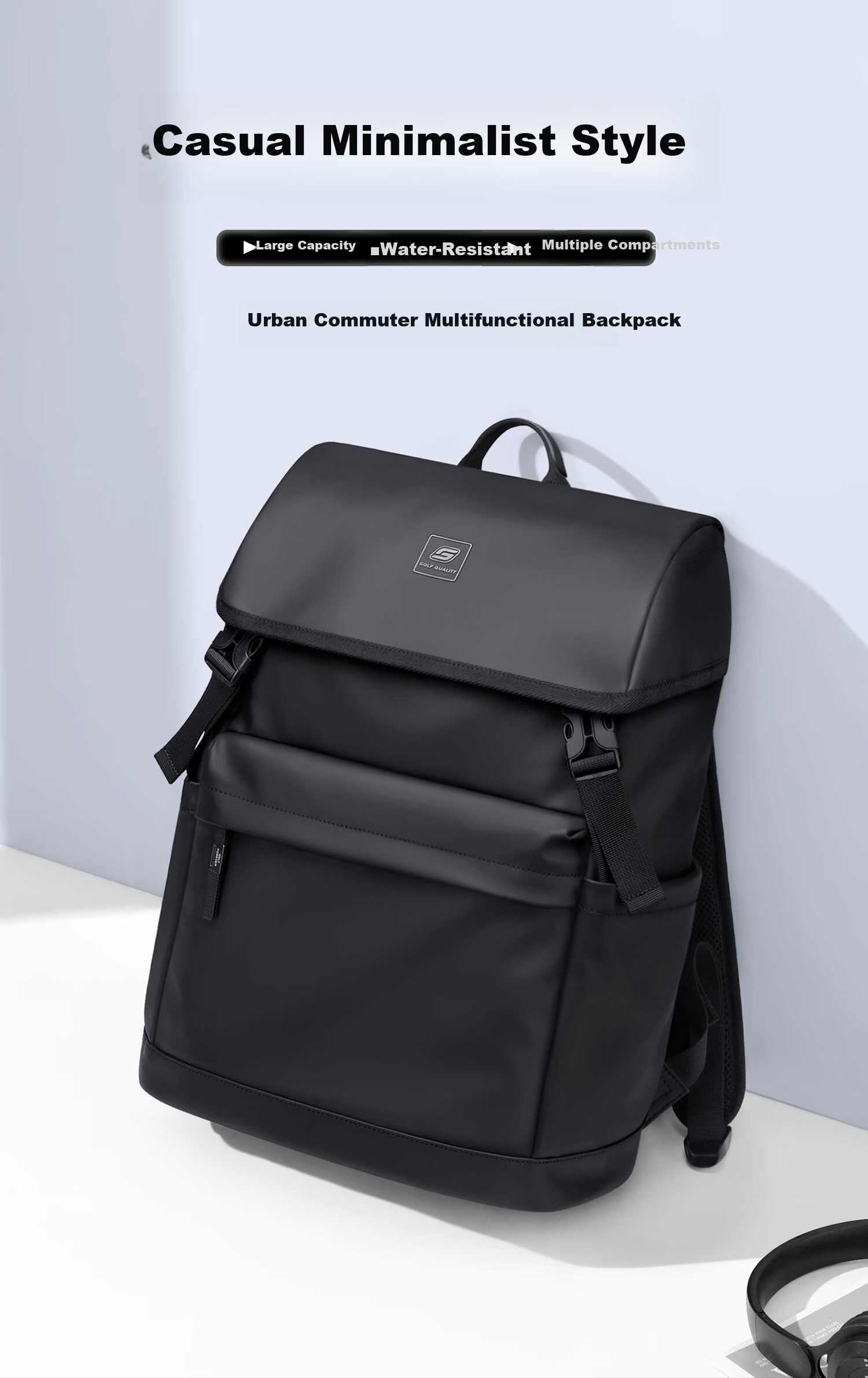 GOLF Men's Travel Backpack 15.6/16 Inch Laptop Bag Student School Backpack Flap Business Commuter Backpack 1