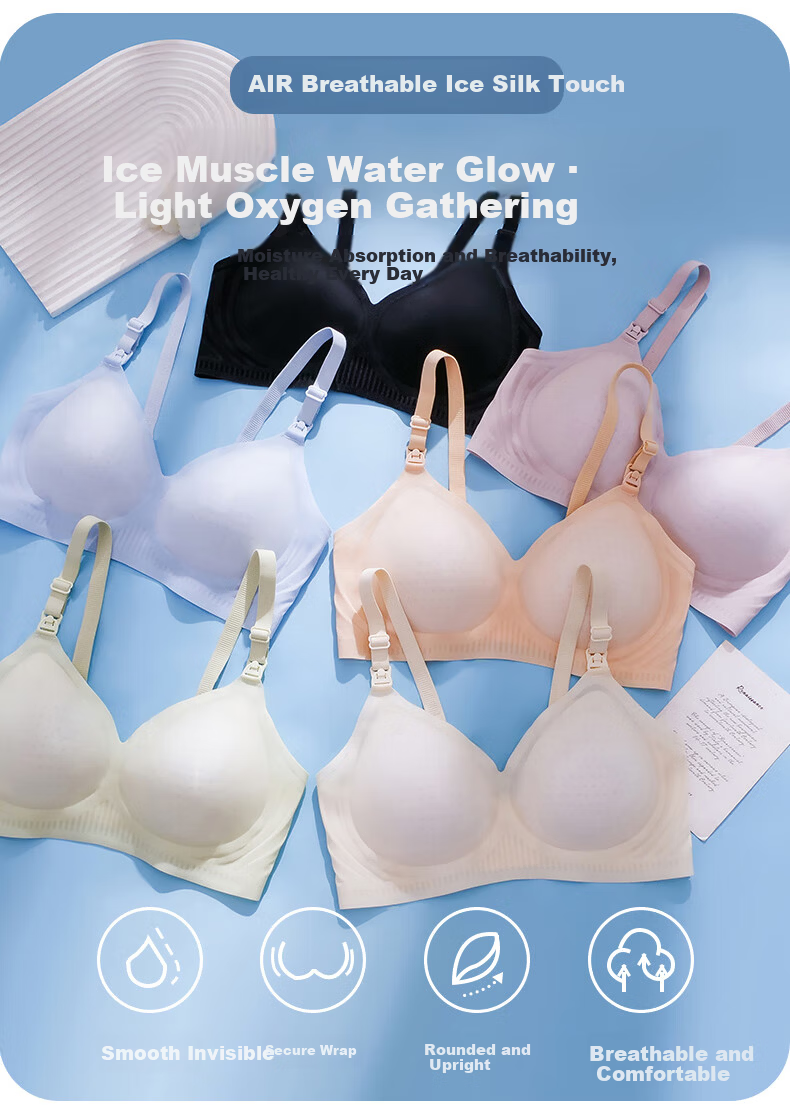 JOYNCLEON Maternity Nursing Bra Summer Thin Pregnant Women Breastfeeding Special Champagne XXL Jwx158828 3