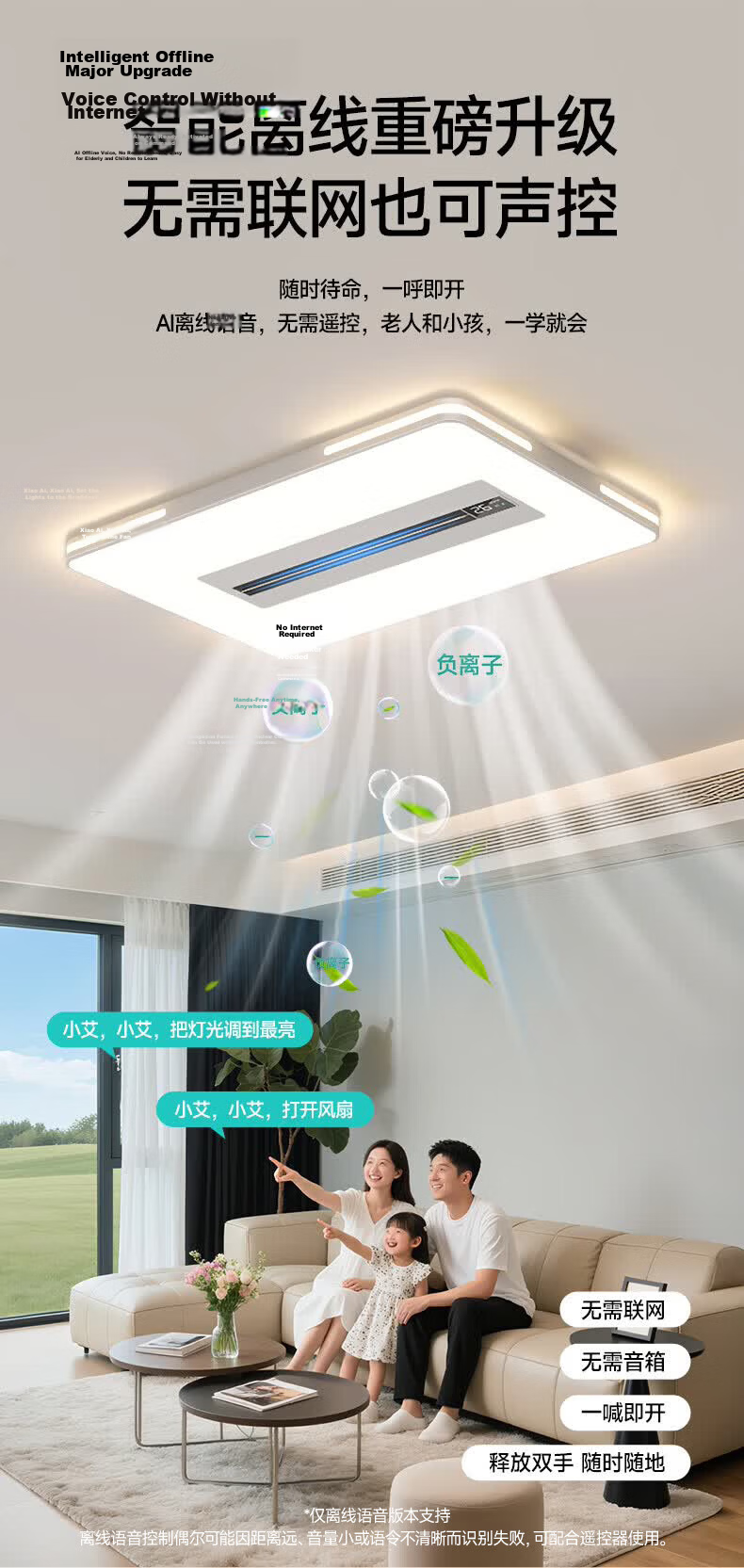 Delpure Eye Protection Living Room Ceiling Light New Modern Minimalist Integrated Bladeless Fan Light 5
