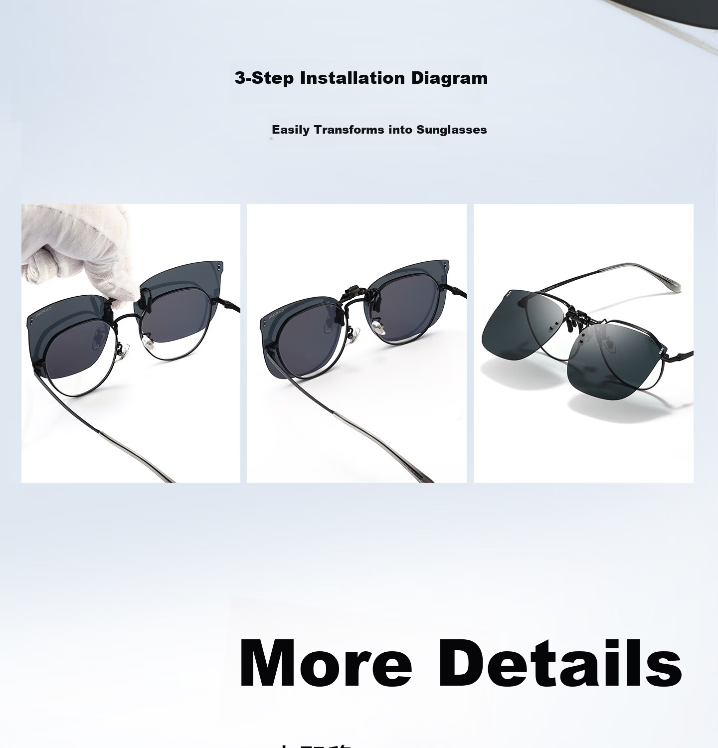 CAPONI Polarized Clip-On HUD Display Sunglasses UV Protection Driving Glasses for Men and Women 26