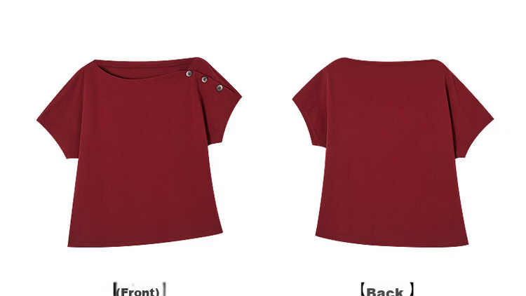 Demana [Cool Sorona] Summer Elegant Off-Shoulder Raglan Sleeve Button Decor Slim Fit Petite Women's T-Shirt 23