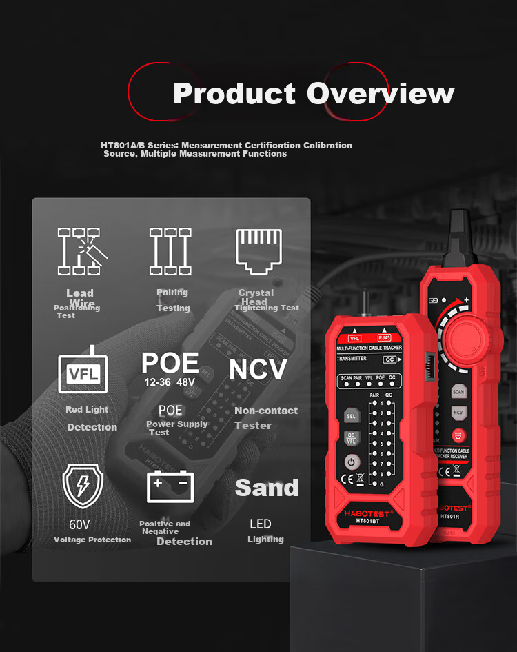 HABOTEST Network Cable Tester HT801B Multifunction Broadband Signal Continuity Checker Tool 2