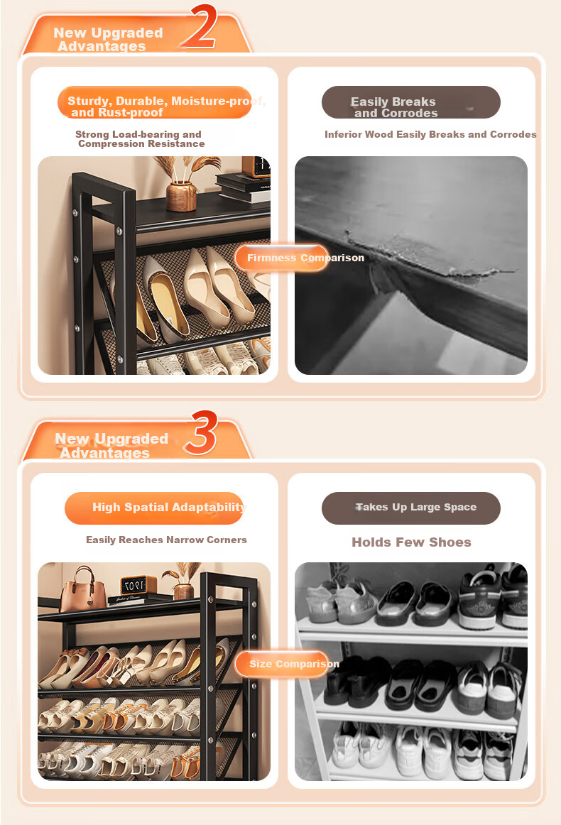 Yaoying Shoe Rack Home Multi-layer Foldable Shoe Cabinet Small Apartment Shoe Storage Organizer YJ23 Black 5 Layers 50cm 3
