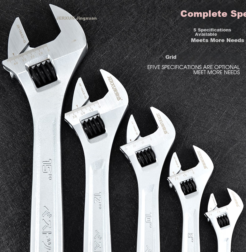 JERXUN 8-Inch Adjustable Wrench Multi-Functional Large Opening Household Repair Tool 4