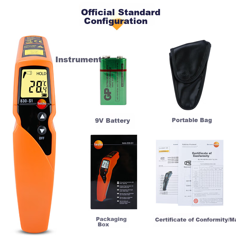 Testo Infrared Thermometer TESTO830S1 Industrial Temperature Gun Handheld Electronic Temperature Meter for Object Temperature Measurement 14