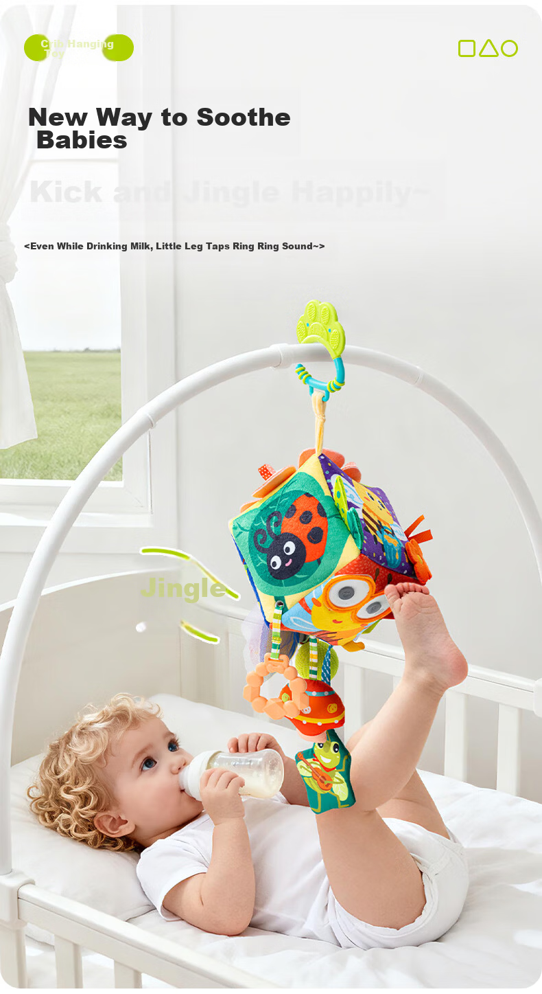 Jollybaby Baby Toy Pull-and-Play Car Hanging Sensory Development Educational Crib Rattle - Farm Triangle Pull-and-Play 10