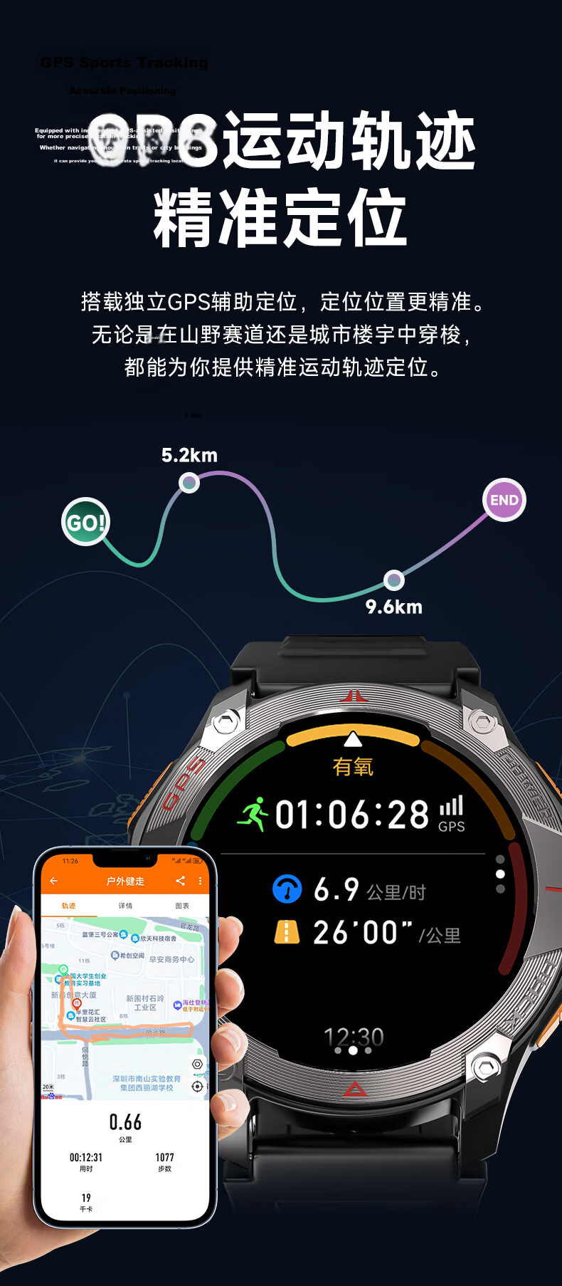 MY Five-Star Dual-Frequency GPS Professional Sports Watch Outdoor Running Pacing Built-in Navigation Heart Rate Band 6