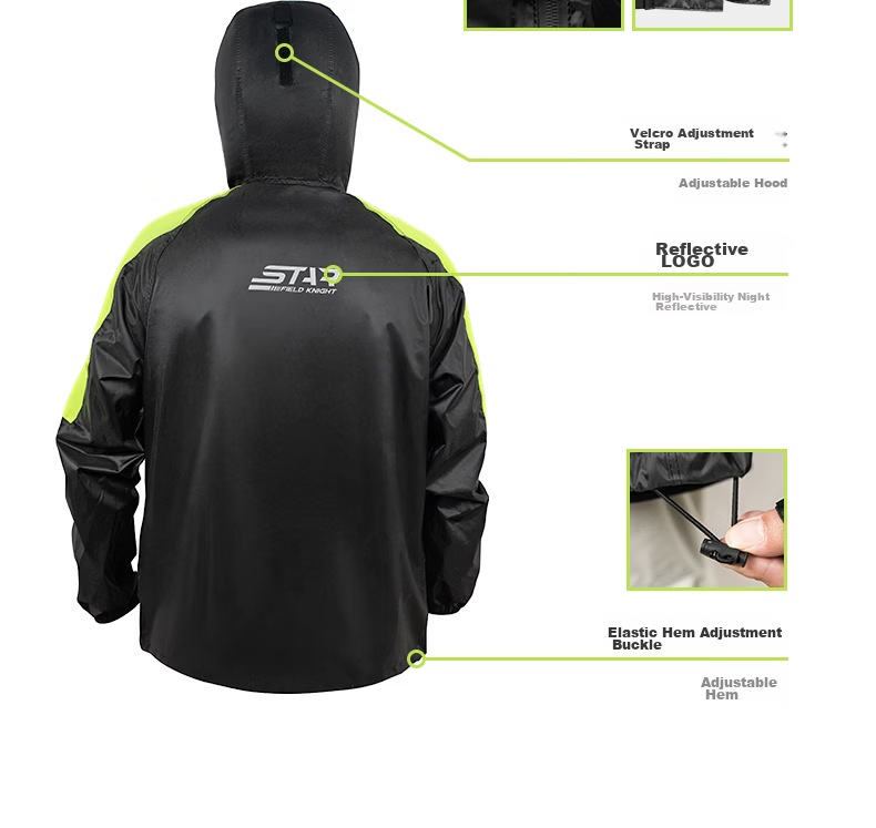 STAR FIELD KNIGHT Motorcycle Riding Raincoat and Rain Pants Full-Body Heavy Rain Split Suit Electric Vehicle Commuting Delivery Green XL Size 12