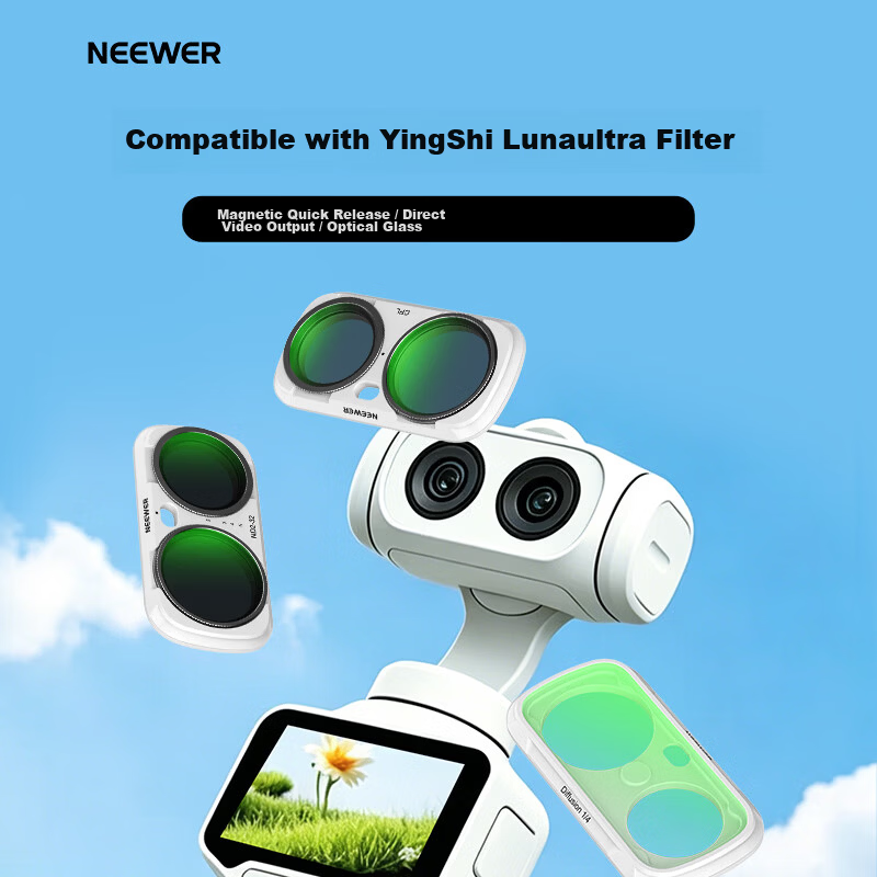 NEEWER Magnetic Quick Release Filter Kit for Insta360 Luna Ultra Camera ND2-32+UV+CPL UV Protection ND Neutral Density CPL Polarizer Filters