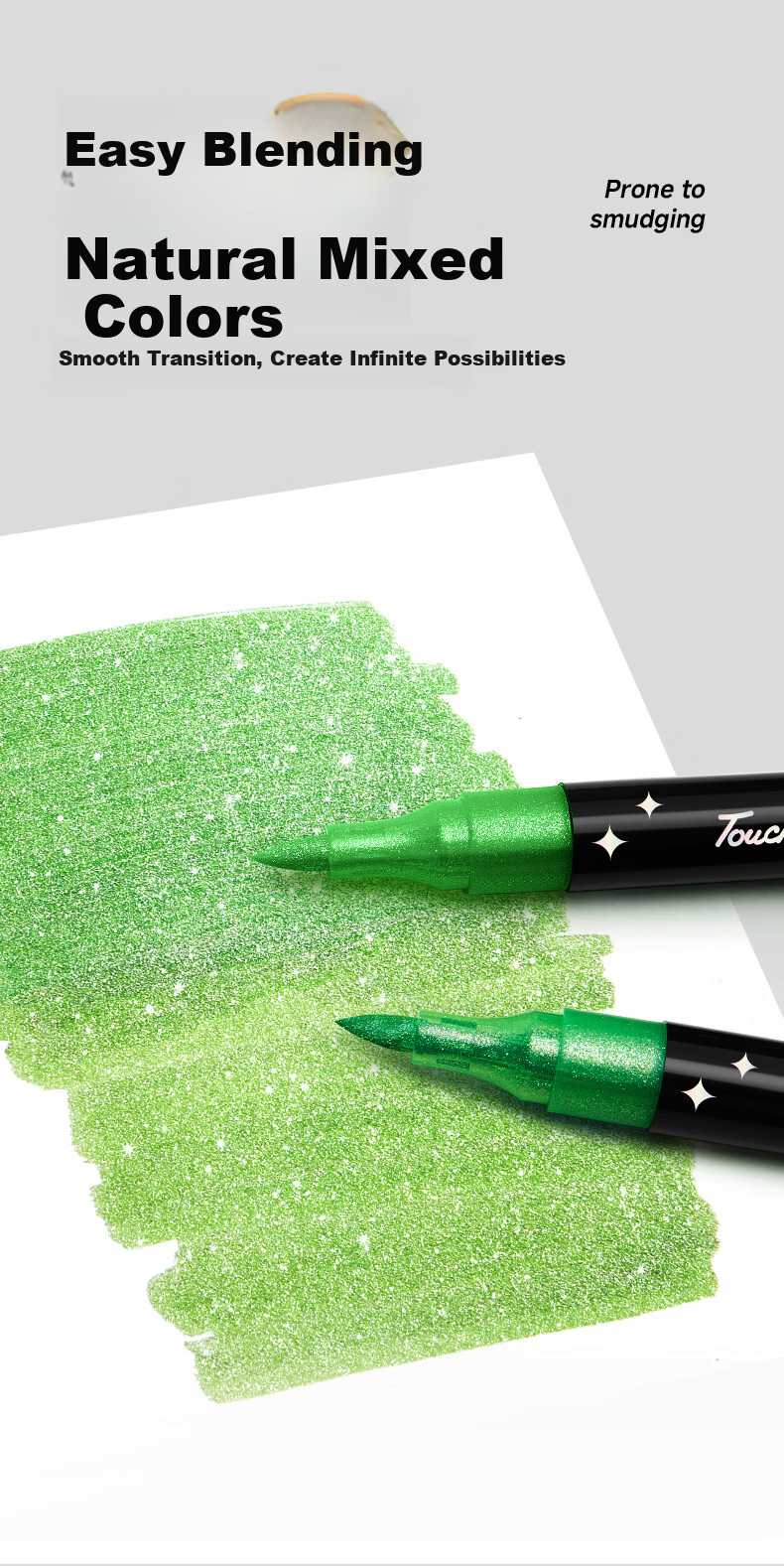 Touch Mark Dual-Ended Acrylic Markers 48 Colors Soft Tip 24pcs Glitter Gel Watercolor Fluorescent Pens for Students Journaling Kids Birthday Gift Free Shipping 6