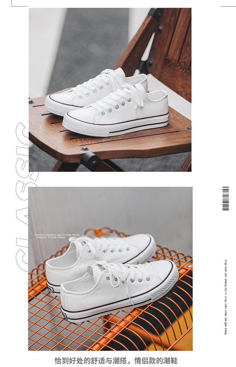 Warrior Official Canvas Shoes Men's Spring Summer Low-top Breathable Classic Couple Sneakers Casual Shoes White Size 44 24