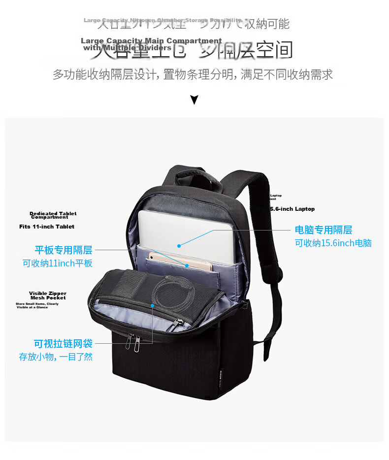 ELECOM Lightweight 16-inch Laptop Backpack Business Travel Multi-Compartment Commuter Bag School Bag 7