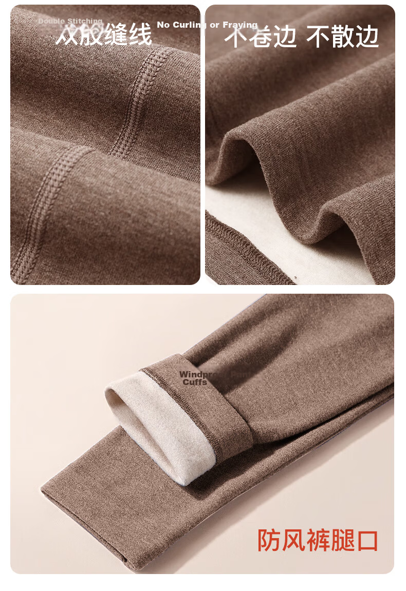 SEPTWOLVES Men's Thermal Underwear Set Cashmere Double-Sided Fleece Luxury Heated Autumn Winter Top and Bottom 16