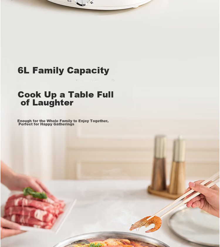 Joyoung 6L Multifunctional Electric Hot Pot 2200W High Power Non-Stick Detachable Stainless Steel Steamer HG60-GN64 16