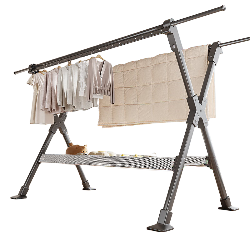 Gongxun Adjustable Telescopic Floor Clothes Drying Rack Indoor Home Balcony Foldable Laundry Rack Outdoor Quilt Drying Stand