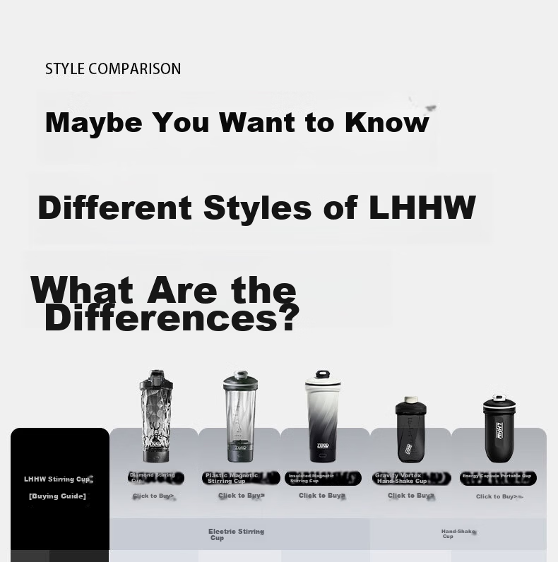 LHHW Luhanwei Magnetic Insulated Stirring Cup Stainless Steel Protein Powder Automatic Shaker Sports Water Bottle Power Black 23