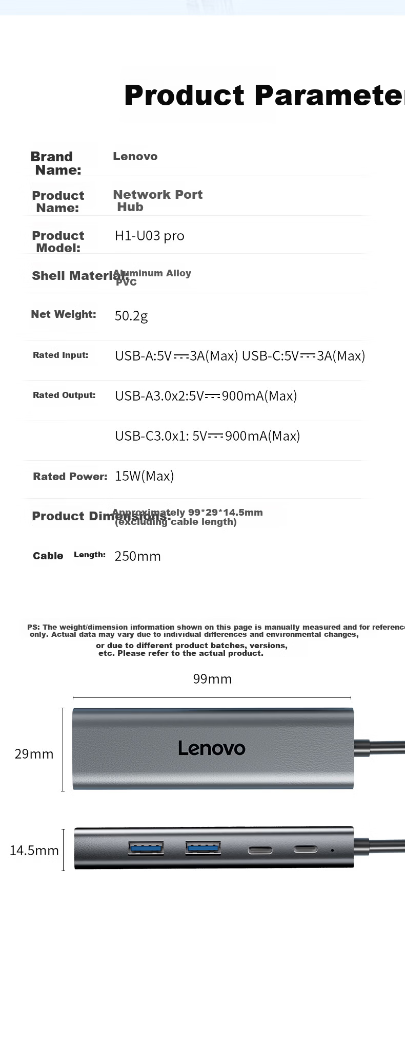 Lenovo USB 3.0 Hub Docking Station with Gigabit RJ45 Ethernet Adapter, Wired Network Card Converter, Laptop USB Expander, Xiaoxin 4-in-1 USB Splitter Adapter 7