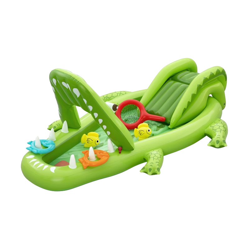 Bestway Inflatable Thickened Foldable Crocodile Water Play Pool with Sprayer Outdoor Leisure Kids Toy 53169