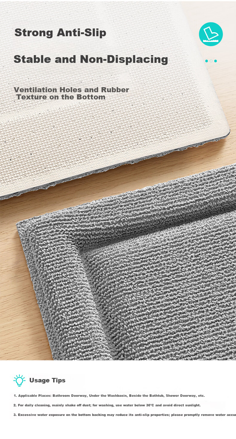 Da Jiang Bathroom Bath Mat Absorbent Non-Slip Toilet Floor Mat Entrance Rug 43x61cm 5