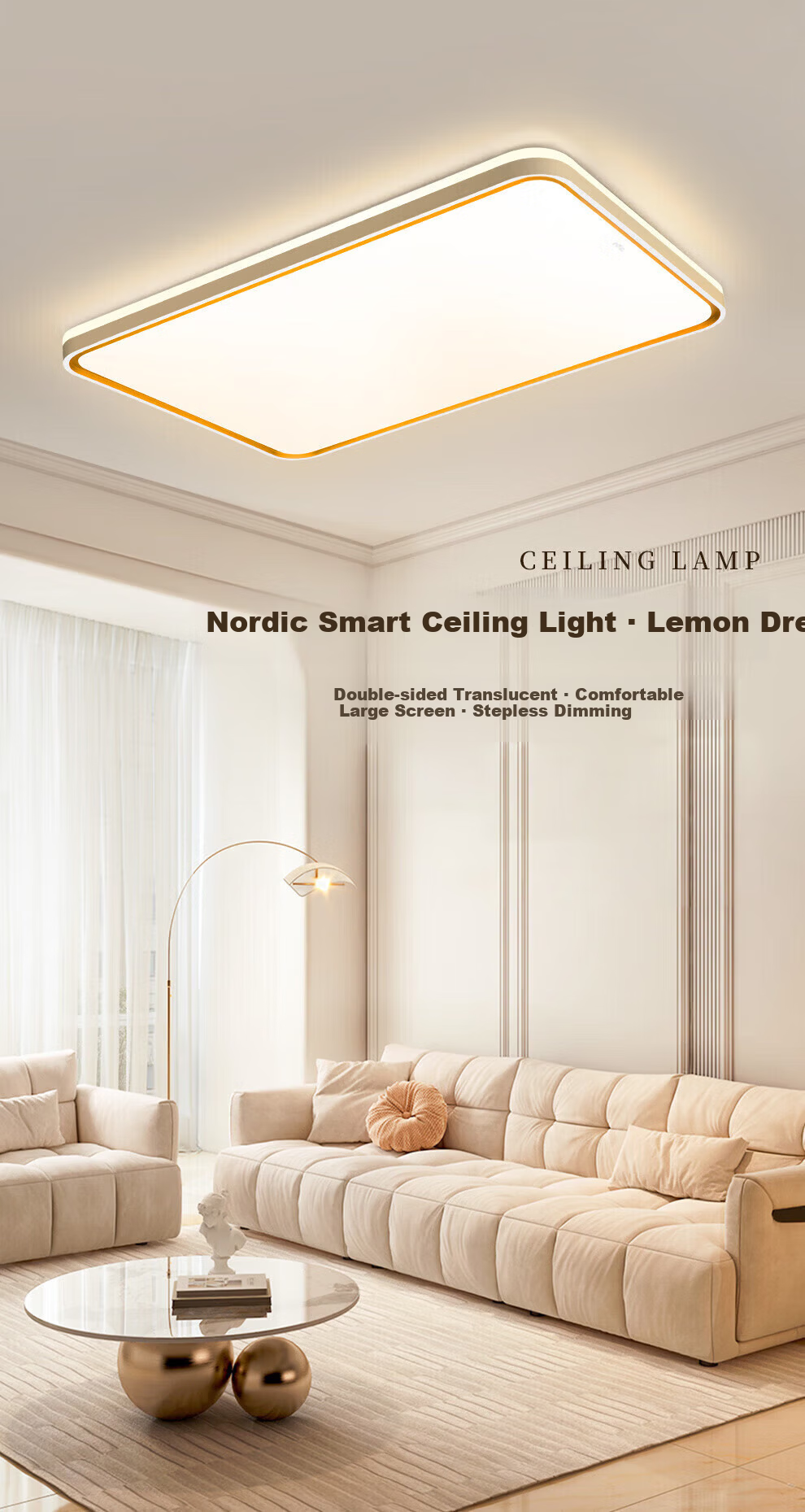 NVC Ceiling Light Living Room Lamp Cream Style Bedroom Remote Control LED Lighting Nimeng Comfortable Light Four-Room One-Hall 1