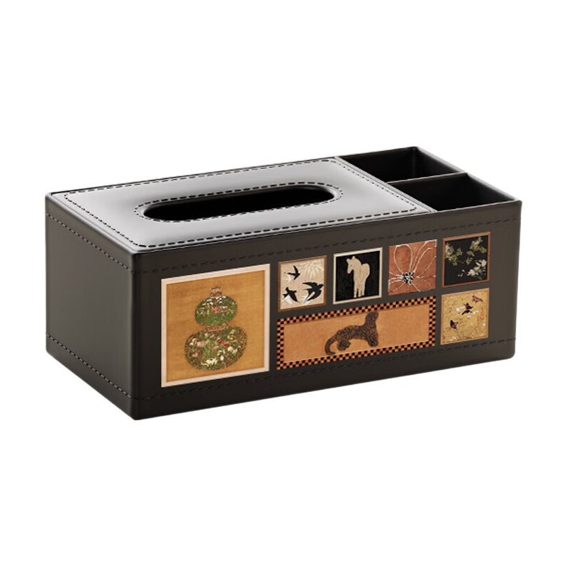 FAJIENUO Vintage Style Leather Tissue Box Storage Creative Luxury Living Room High-End Cute Pet Design (Medium)