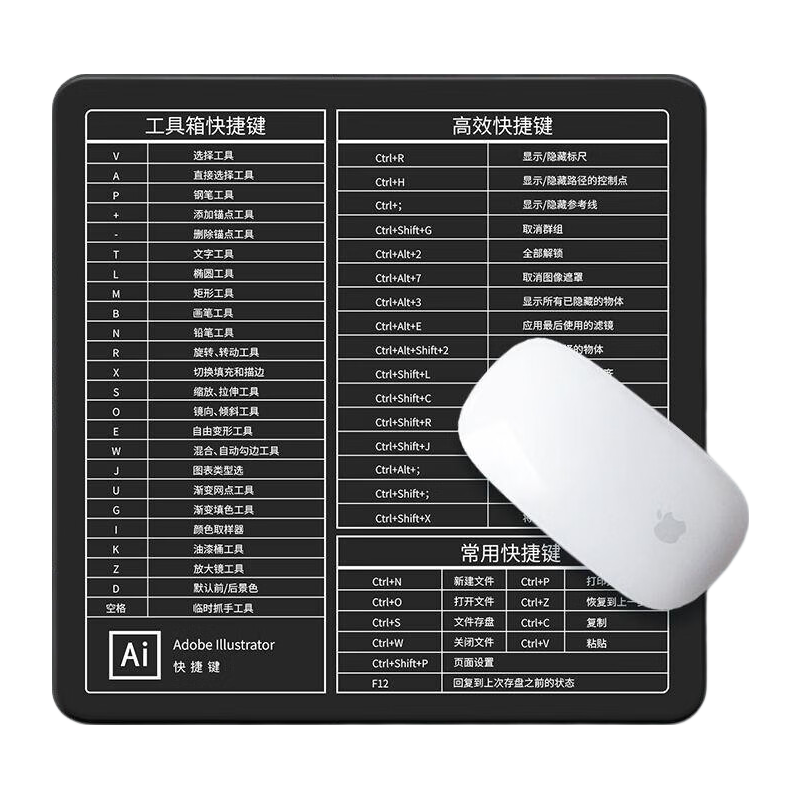 Biyoumei Shortcut Liquid Feel Mouse Pad Home Office Gaming Computer Mouse Pad Desk Mat Double-sided Two-tone Square Mouse Pad PS+CAD Black+Gray 28*28cm