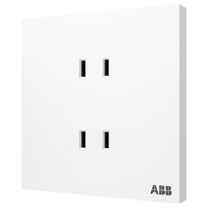 ABB Switch Socket Panel, Yingzhi Series White Two-Gang Double Two-Hole Four-Hole Socket, CA212N