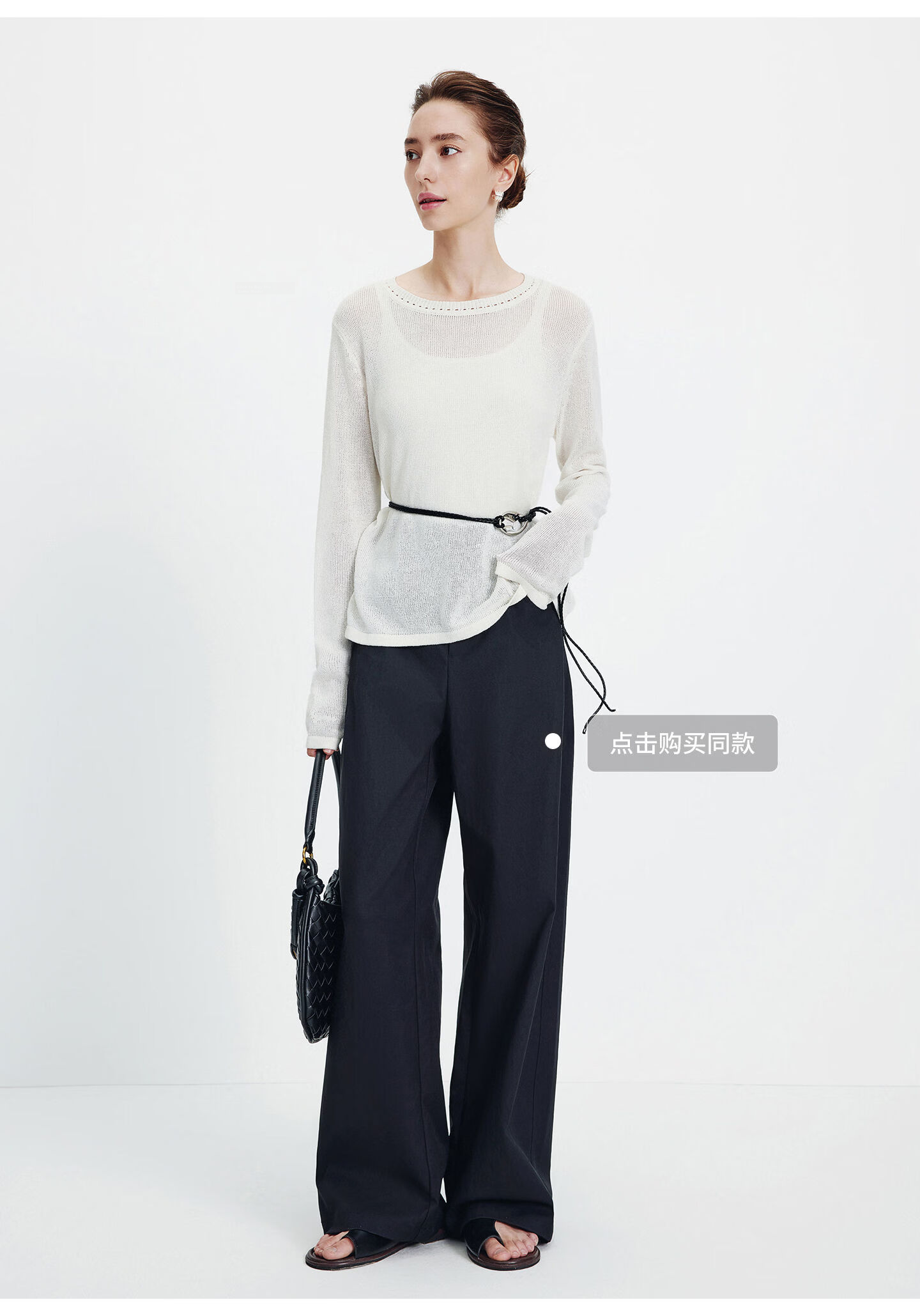 Navigare Fashion Week Same Style Small Sailboat 26 New Women's Lightweight Knit Round Neck Hollow Out Sweater Top 2314006501 11