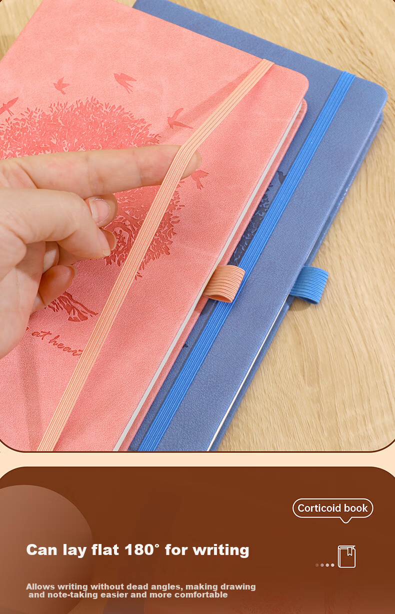 A5 Thickened 360-Page Faux Leather Strap Notebook Candy Color Business Student Simple Office Meeting Study Lined Journal Customizable 7