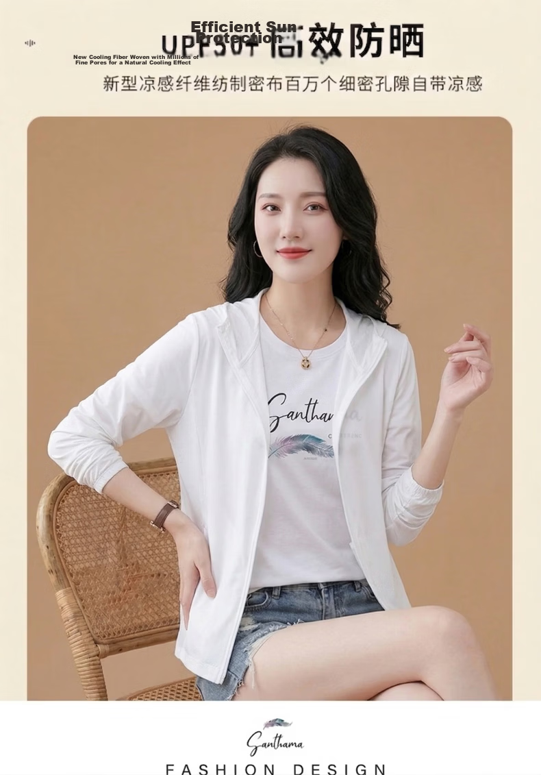 AEMAPE Lightweight Sunscreen Jacket for Women Summer 2026 New Mid-Aged Mom UV Protection Outdoor Skin Jacket Coat 7
