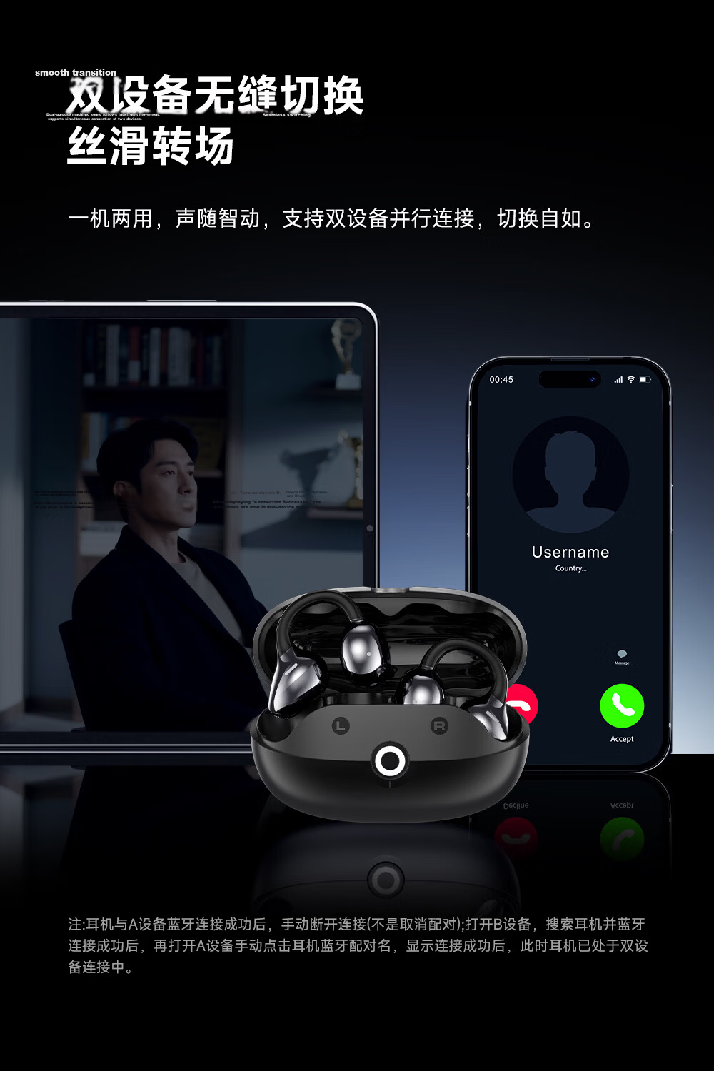 Black Shark Fengming Pro Clip-on Bluetooth Earphones Open-ear Wireless Running Sports AI Gaming Noise Cancelling New T20 Compatible with Apple 17 Max Huawei 80 Xiaomi 16 21