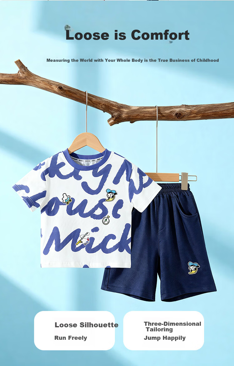 Disney Boys Comfortable Trendy Short Sleeve and Shorts Set Summer New Two-Piece Purple Size 90 4