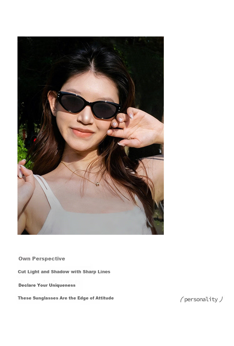 FONHCOO Cat Eye Sunglasses for Women 2026 New High-End Square-Round Face Slimming UV Protection Beach Sunglasses 16