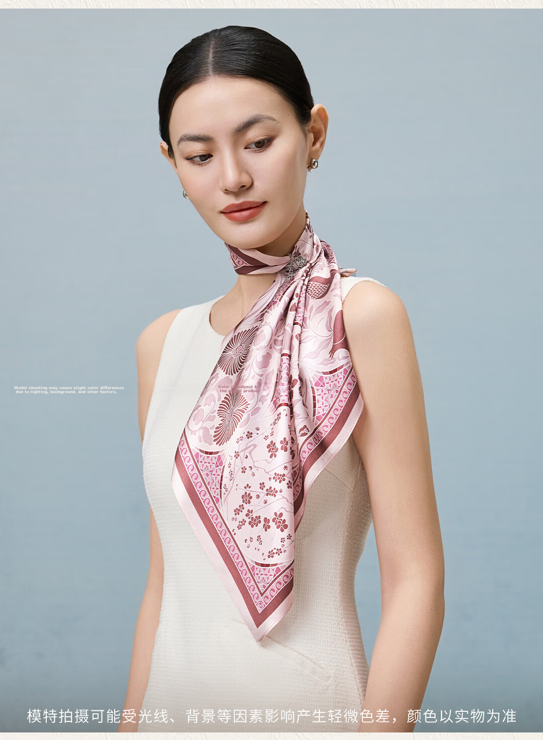 Shanghai Story 100% Mulberry Silk Printed Small Square Scarf Gift for Elders, Mom, and Girlfriend 10