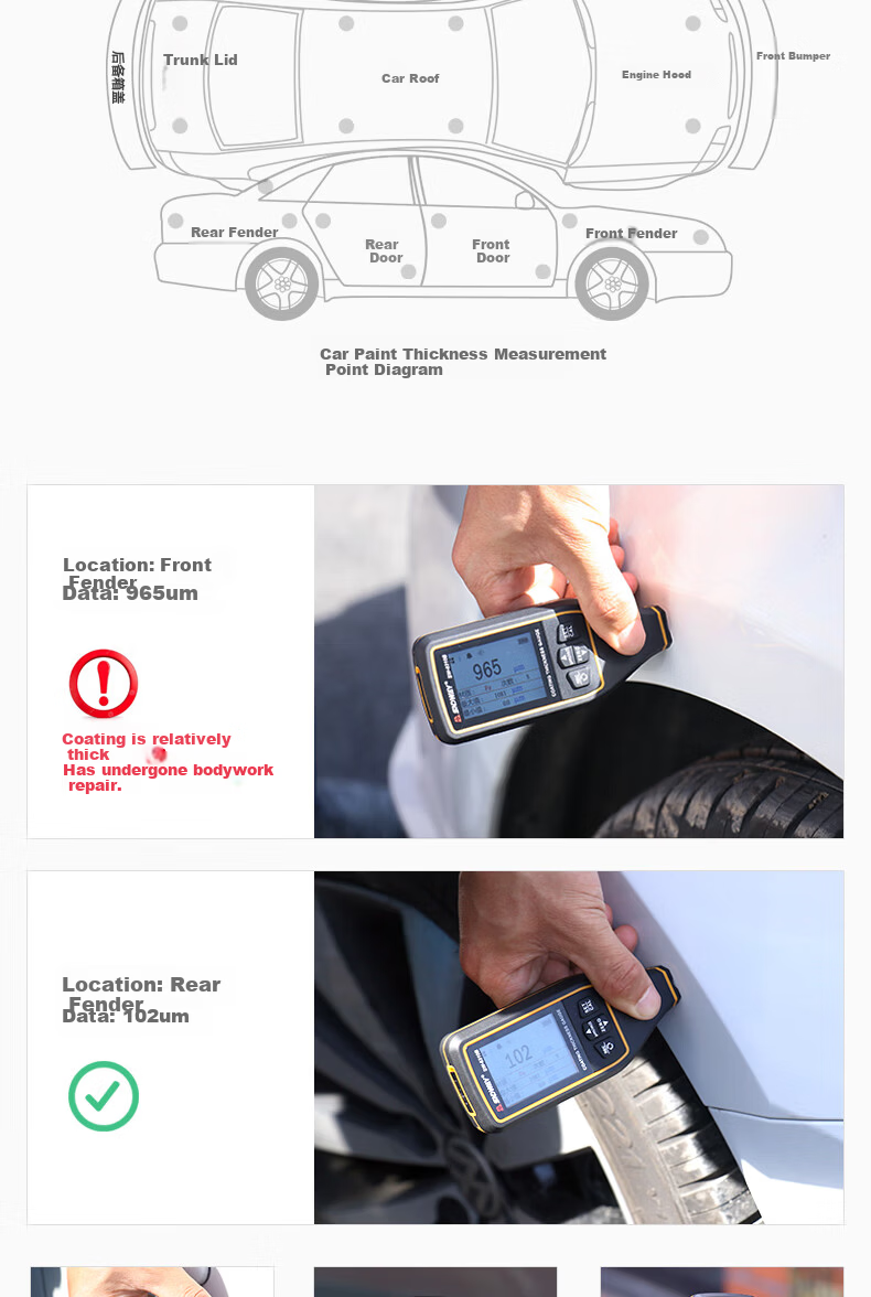 Shendawei Coating Thickness Gauge High Precision Automotive Paint Film Metal Ceramic Paint Thickness Meter Iron Aluminum Car SW-6310A 5