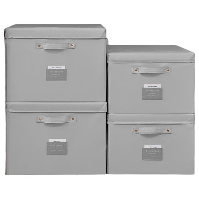 EACHY Fabric Clothes Storage Box Household Quilt and Clothing Organizer Foldable Wardrobe Storage - Sunlight Gray 40L