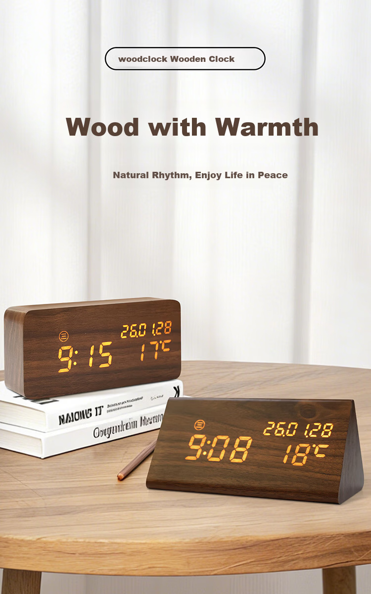 WOOD SHOW Alarm Clock Smart 2026 New Model Student-Specific Wake-Up Device Retro LED Digital Display Electronic Clock for Boys And Girls, Powerful Awakening Small Alarm Clock Gift 1