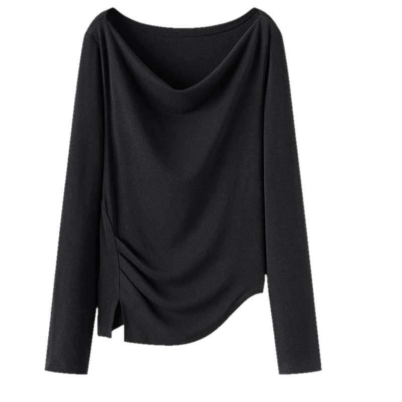 Semir Women's Long Sleeve Crop Top Off-Shoulder Waist Slim Fit Shirt 26 Autumn One-Shoulder Elegant Outerwear 10A526101001
