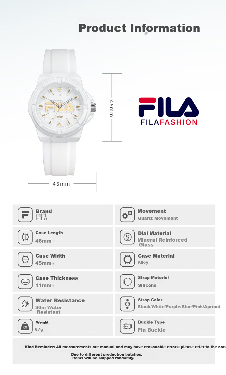 FILA Trendy Fashion Student Watch for High School and Middle School Boys and Girls Children's Sports Quartz Watch 6855-004 7