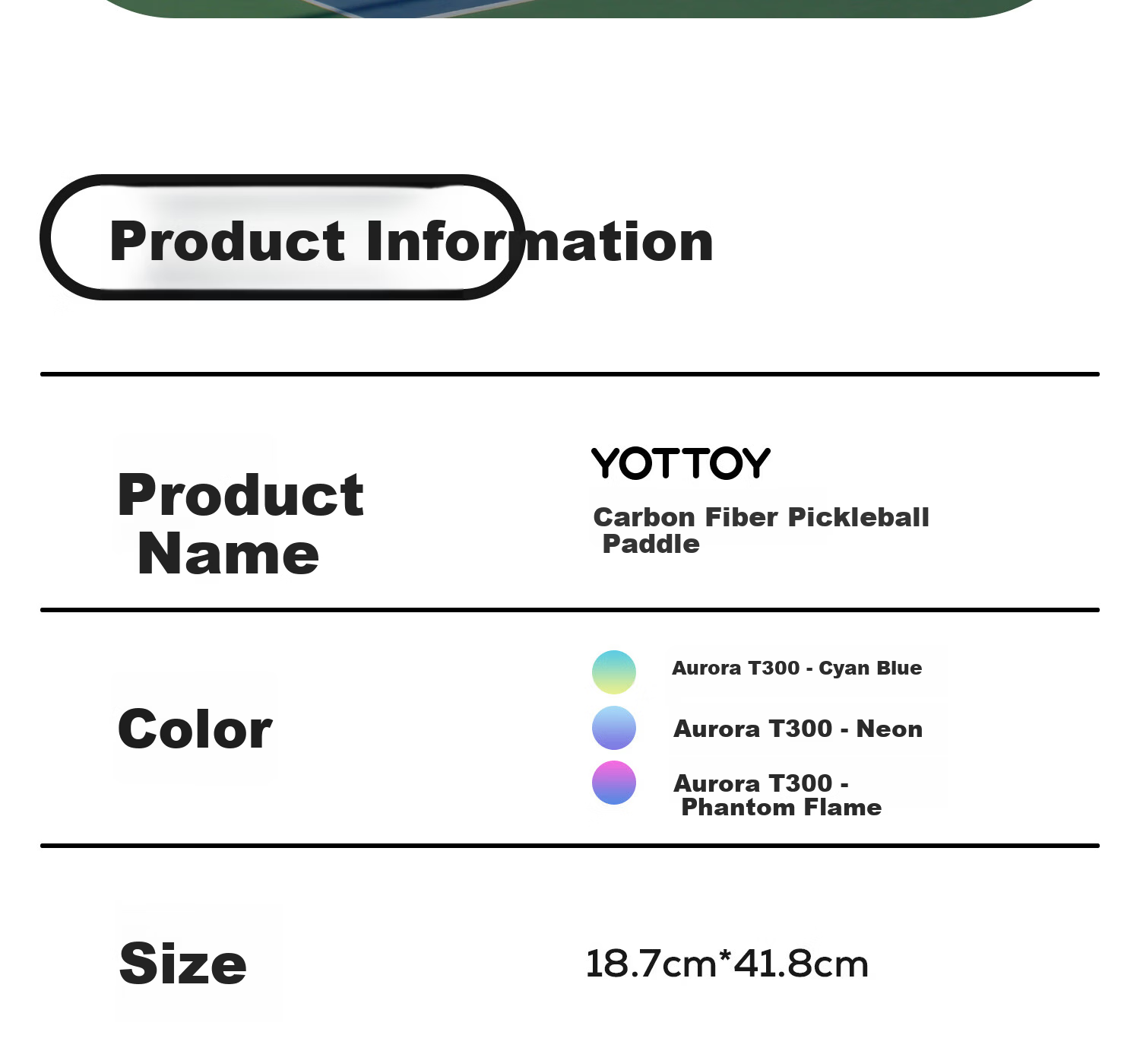 Yottoy Pickleball Paddle Set Carbon Fiber Professional Training Competition Neon+Phantom Flame 21